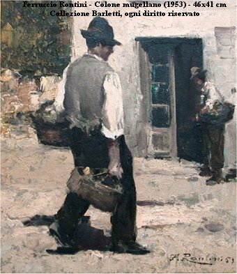Ferruccio Rontini - Colone Mugellano(1953) - olio su cartone telato 46x41 cm - collezione Barletti