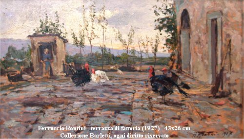 Ferruccio Rontini - Terrazza di fattoria (1927) - olio su compensato 43x26 cm - collezione Barletti
